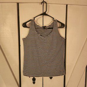Talbots Sleeveless Navy and White Striped Blouse - M